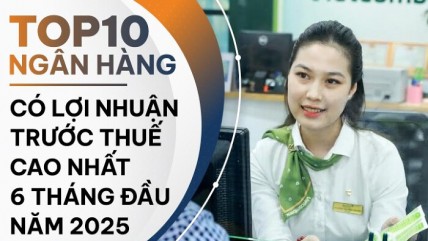 TOP 10 ngân hàng có lãi trước thuế cao nhất nửa đầu năm 2025