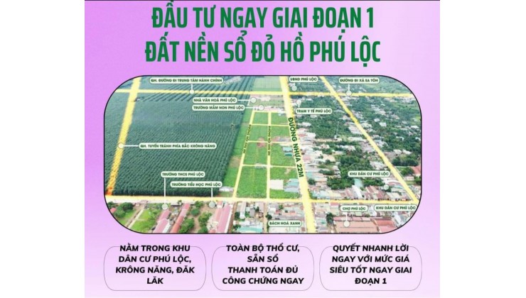 Chỉ từ 900 triệu sở hữu ngay Trung Tâm Xã Phú Lộc Krong Năng