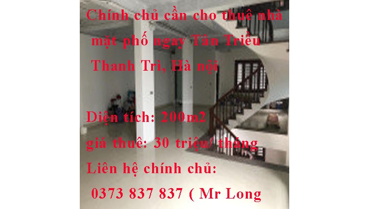 Chính chủ cần cho thuê nhà mặt phố ngay Tân Triều, Thanh Trì, Hà nội
