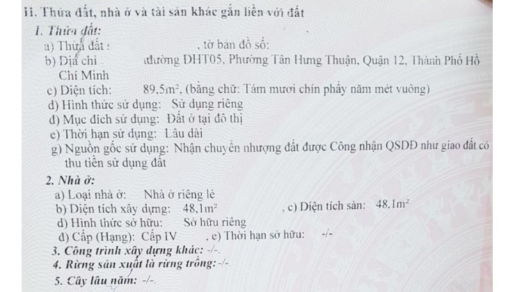 90M2 - H6M Ô TÔ VÀO NHÀ, ĐÔNG HƯNG THUẬN Q12, TÌM ĐÂU CĂN THỨ 2.