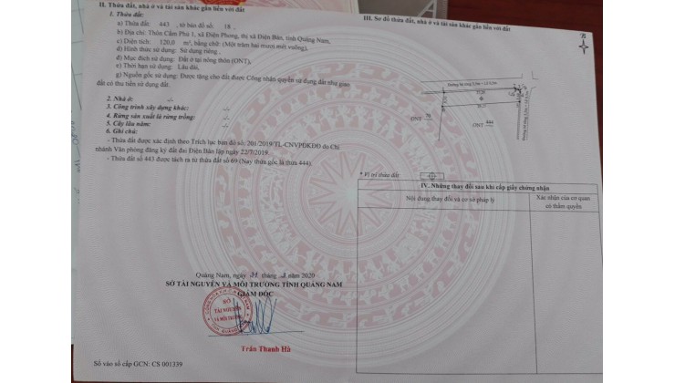 BÁN NHÀ CHÍNH CHỦ 120M2 TẠI QUẢNG NAM. SHR. 1.25 TỶ.