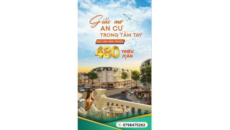 Chỉ thanh toán 480tr/căn 1 trệt 1 lầu ngay khu CN Visp2 mở rộng Bến Cát