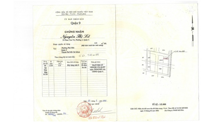 Tôi cần tiền bán gấp mảnh đất phường Phú Hữu TP Thủ Đức 115m2 5,9 tỷ