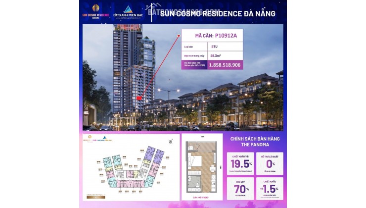 Căn hộ Studio độc quyền, giá ngoại giao tại dự án Sun Cosmo Residence Đà Nẵng