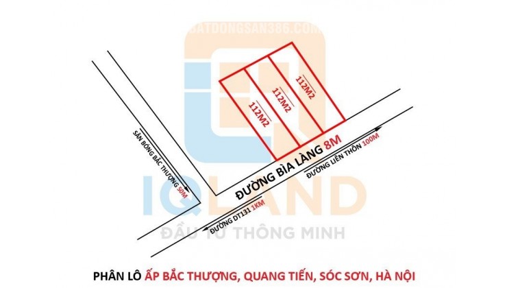 Cần bán gấp lô 112m² Ấp Bắc Thượng, Quang Tiến, Sóc Sơn - Đường trước đất 8m thoải mái ô tô tránh.