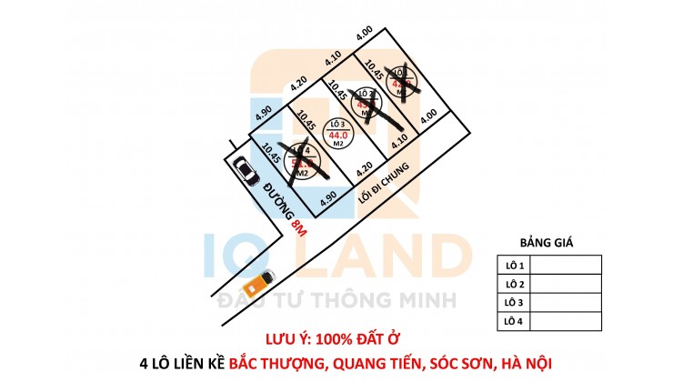 Cần tiền bán gấp lô 44m2 tại Bắc thượng, Quang tiến, Sóc Sơn, Hà Nội