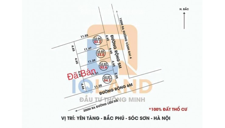 YÊN TÀNG - BẮC PHÚ - SÓC SƠN. CHỈ LOANH QUANH 500Tr/Lô. CHỈ CÒN 3 LÔ CHO QUÝ ANH CHỊ ĐẦU TƯ NHANH TAY  - Đường thông oto tránh