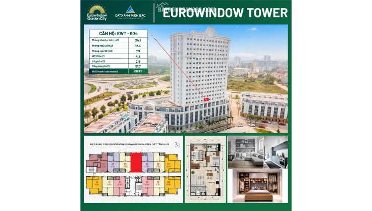 Cần Bán Căn Hộ Eurowindow Tower 19,51 Triệu/m2, 51 m2, Nguyễn Hoàng, Đông Hải, Thành Phố Thanh Hóa, Thanh Hoá