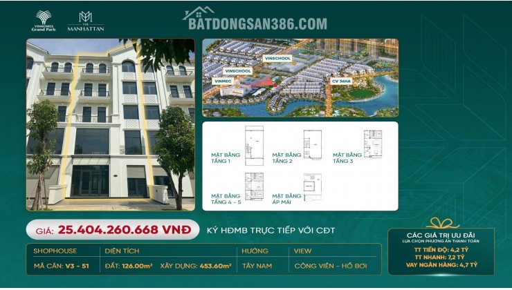 BÁN NHÀ PHỐ, BIỆT THỰ VEN SÔNG VINHOMES GRAND PARK THỦ ĐỨC