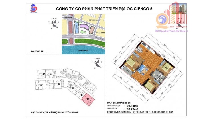 Bán căn hộ 3pn 93m² Full đồ tòa HH03 kđt Thanh Hà, Mường Thanh