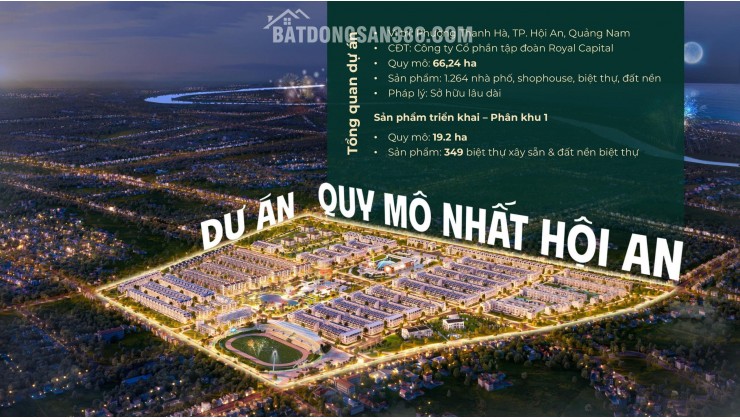 Dự án đất nền cuối cùng của Tp Hội An, diện tích 175m2, ngang 7m dài 25m, Thích hợp xây Villa kinh doanh