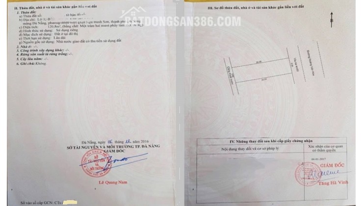 ĐÀ NẴNG: LÔ ĐẤT DT: 121m2 (6 x20,1) ĐƯỜNG 7,5m NGAY BÙI TÁ HÁN, KHU NAM VIỆT Á GIÁ SỤP HẦM.