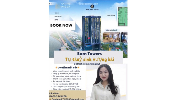 SAM TOWERS cho thuê căn hộ cao cấp, bao trọn view vịnh và biển.