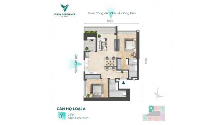 Bán căn hộ cao cấp Vista Residence,vị trí đắc địa trên tuyến đường huyết mạch Hải Châu - ĐN - cho thuê 20tr - 25tr/tháng