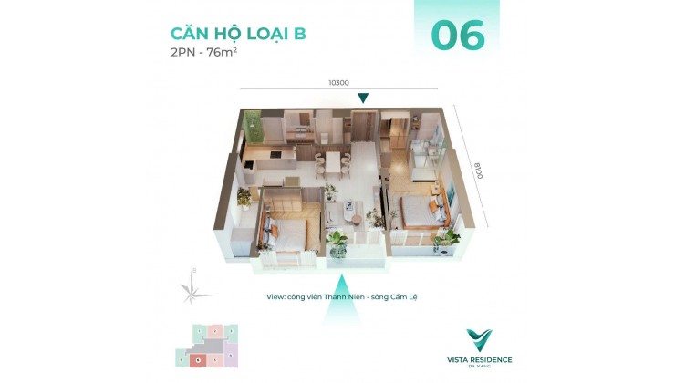 Vista Residence Đà Nẵng – Căn 2 Phòng Ngủ: Sống Xanh, View Nét