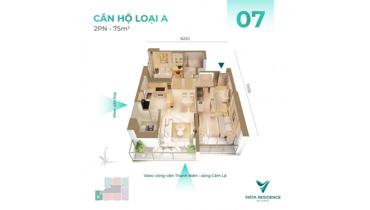 Vista Residence Đà Nẵng – Căn 2 Phòng Ngủ: Sống Xanh, View Nét