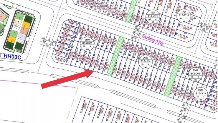 Cần bán nhanh lô LK B1.3 LK13 mặt đường 30m, vị trí đẹp nhất KĐT Thanh Hà Cienco 5