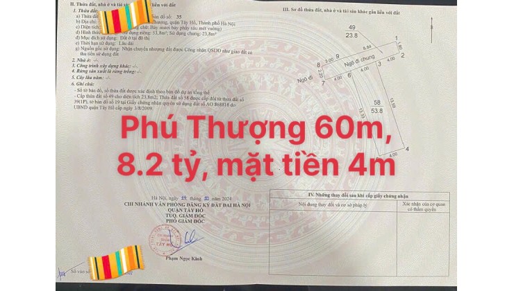 Phú Thượng 8,2 tỷ, 60m2, hàng hiếm tại Tây Hồ, Hà Nội