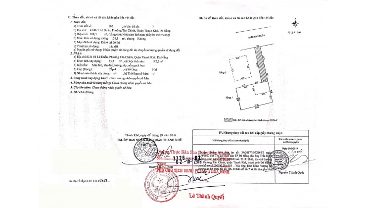 CHÍNH CHỦ RAO BÁN NHÀ TẠI ĐƯỜNG LÊ DUẨN - ĐÀ NẴNG; DT ĐẤT 108,3 m2; GIÁ 15,5 TỶ