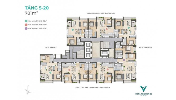 căn hộ 3PN Vista Residence Đà Nẵng chỉ từ 1,3 tỷ View pháo hoa sát sông