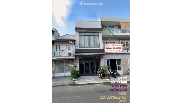 CHỈ 5,7 TỶ MẶT TIỀN KINH DOANH 2 TẦNG 4x16m~64m2 ĐƯỜNG SỐ KHU ĐƯỜNG NGUYỄN THỊ THẬP, QUẬN 7