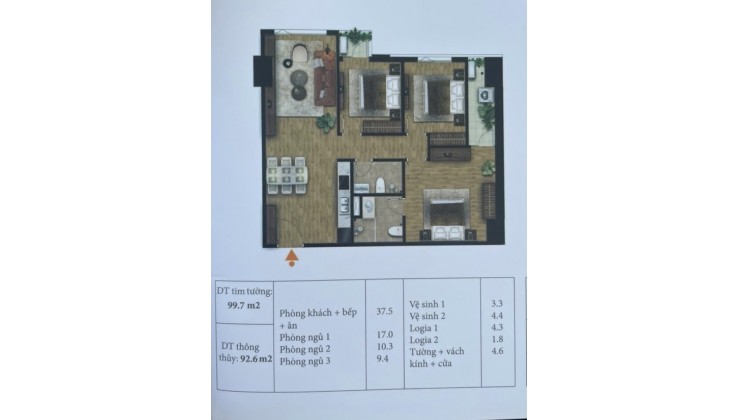 Bán chung cư BlueGem Tower Tứ Hiệp-92,6m2-3N-2WC-Giá 5,98 Tỷ(thương lượng)