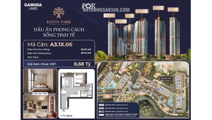 Giỏ hàng căn hộ Eaton Park giá gốc CĐT -  căn hộ cao cấp 1PN, 2PN, 3PN, Shophouse Eaton Park - Gamuda Land, quận 2