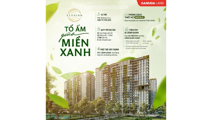 Căn hộ Elysian quận 9, danh sách các căn hộ 1,2,3PN giá tốt view đẹp, mua ngay trực tiếp CĐT, CK 8%