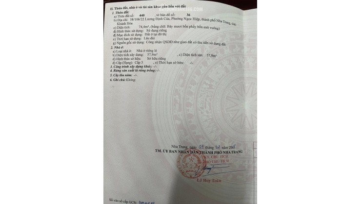 CẦN TIỀN BÁN GẤP ĐẤT HẼM LƯƠNG ĐÌNH CỦA, PHƯỜNG NGỌC HIỆP, SÁT KHU TÁI ĐỊNH CƯ NGỌC HIỆP . GIÁ RẺ TẶNG GIẤY PHÉP XÂY DỰNG