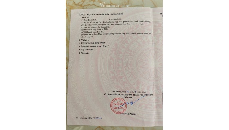 Bán đất mặt đường Trần Minh Thắng, Quý Kim – Đồ Sơn