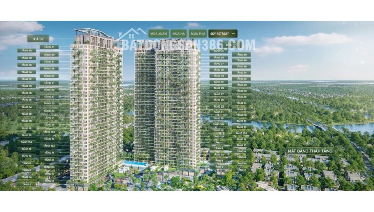 Căn hộ 3PN Eco Retreat vườn mây cuối cùng có tầm nhìn toàn dự án xanh mát giá chủ đầu tư