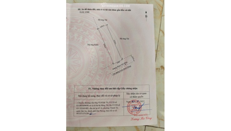 Bán đất mặt đường Trần Minh Thắng, Quý Kim – Đồ Sơn