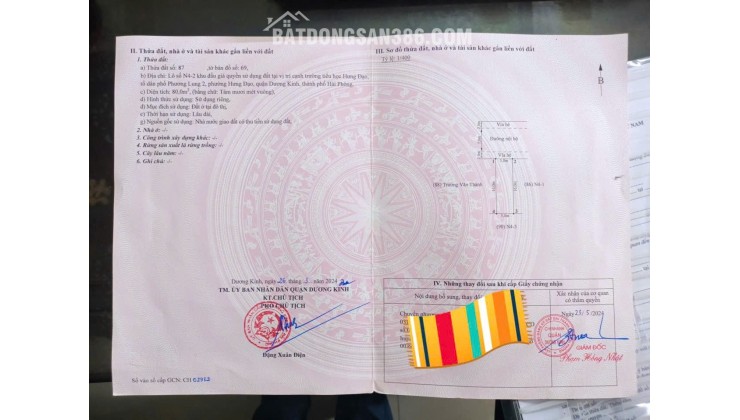 Bán đất khu đấu giá 43 lô trung tâm phường Hưng Đạo, Dương Kinh