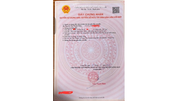 Đất đẹp thoáng, ô tô vi vu ra biển đó, về 765 hoặc đường nối xã  ra Hồ Suối Môn.