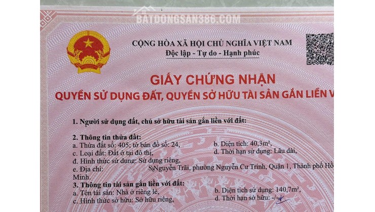 Bán Nhà Hẻm Xe Hơi 212B/D27 Nguyễn Trãi, Nguyễn Cư Trinh, Q1