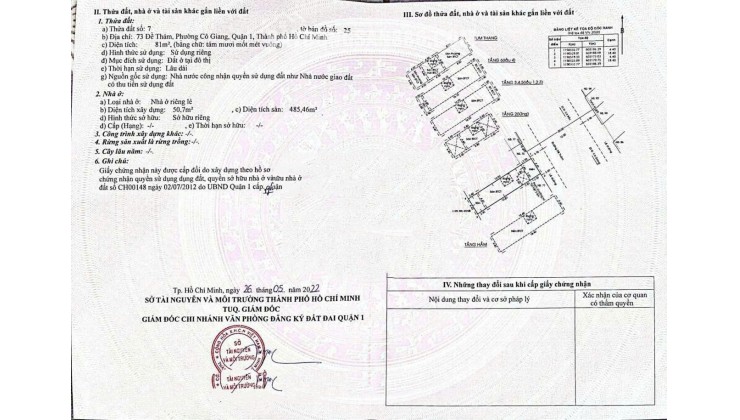 Bán Nhà Mặt Tiền 73 Đề Thám , Phường Cô Giang , Quận 1