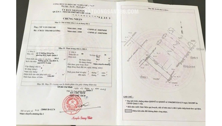 Bán Nhà Mặt Tiền 25 Đông Du, P.Bến Nghé, Q.1