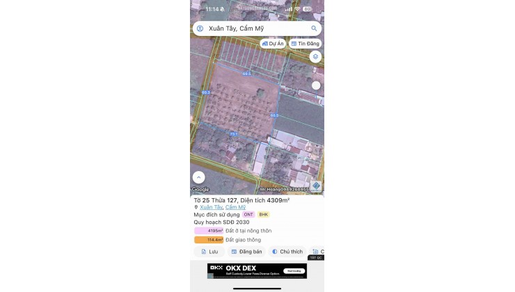 Chính Chủ Bán 4309m2 Đất 2 Mặt Tiền Đường ĐT 765, Xã Xuân Tây, Cẩm Mỹ, Đồng Nai