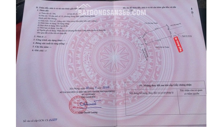 1 tỷ 54.4m2 Hưng Đạo Dương Kinh Zalo 0567222555