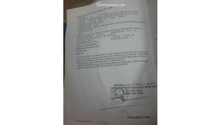 Bán Nhà Mặt Tiền 81 Bình Quới, Phường 27, Bình Thạnh
