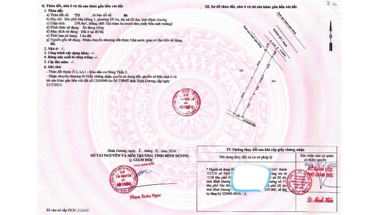 BÁN 489,1M2 ĐẤT TẠI DĨ AN ĐANG CHO THU NHẬP 65TR/TH, GIÁ CHỈ 23 TỶ TL. LH:0979918686.