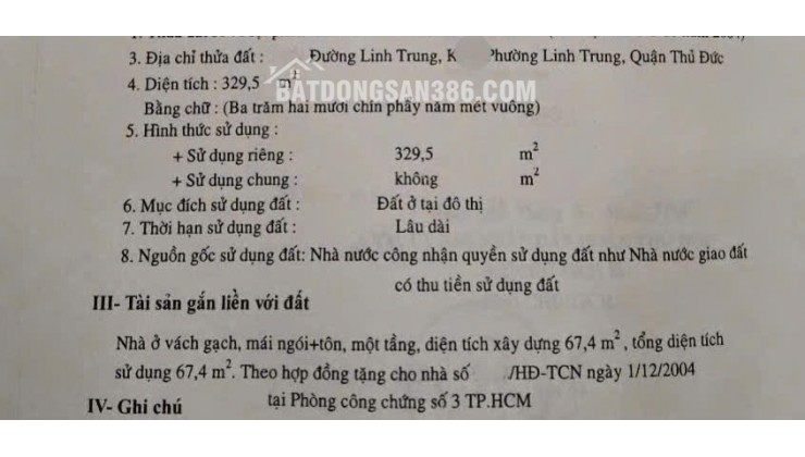 BÁN ĐẤT MẶT TIỀN ĐƯỜNG LINH TRUNG.TP THỦ ĐỨC. HỒ CHÍ MINH 330M2(7.2X53) ĐẤT NỞ HẬU PHONG THỦY GIÁ 26 TỶ.