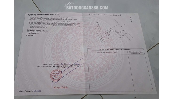 BÁN 236.1M2 ĐẤT TẠI TP VŨNG TÀU, SHR CHỈ 6.1 TỶ. LH: 0969619222.