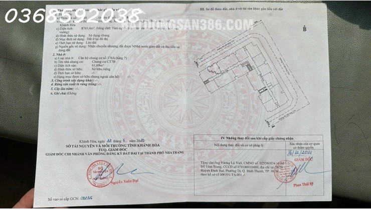 GẤP : BÁN CHUNG CƯ VĨNH ĐIÊM TRUNG NHA TRANG