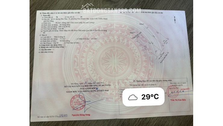 Căn nhà 2 Tầng 2 mê ở đường bàu mạc 18 DT 90,2M2 Liên Chiểu