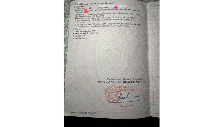 bán Lô Đất Đường Dương Hiến Quyền, P Vĩnh Hoà , TP Nha Trang, Khánh Hoà.