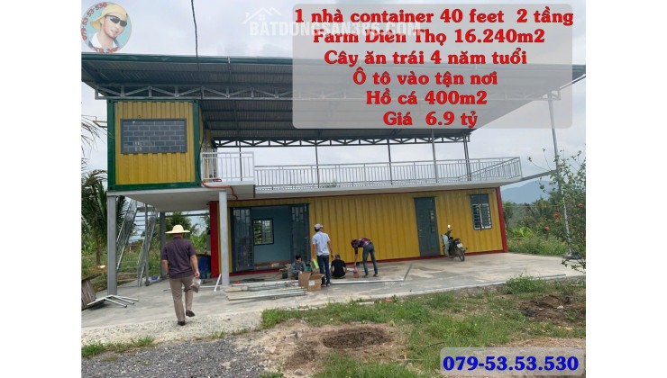 Bán Farm Nghỉ Dưỡng 16.240m² Diên Thọ, Diên Khánh – Có Nhà Container 2 Tầng, Hồ Cá 400m², Cây Trái Trĩu Quả – Giá Chỉ 6,9 Tỷ, Sổ Hồng Riêng