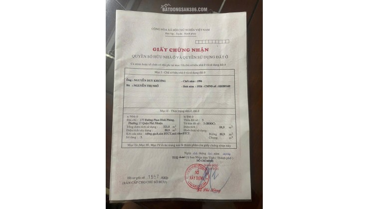 Chính Chủ Bán Mặt Tiền Phan Đình Phùng, P.17, Phú Nhuận: DT 4.4x20.5m, Giá Tốt Nhất Thị Trường, 33 Tỷ!