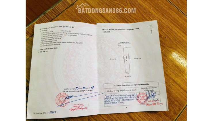 CẦN BÁN NHÀ 2 TẦNG - BÌA ĐỎ CHÍNH CHỦ - VỊ TRÍ ĐẸP - AN DƯƠNG, HẢI PHÒNG