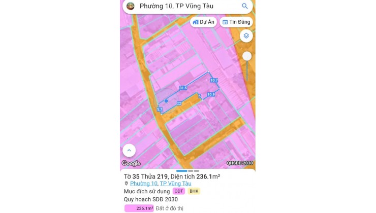 BÁN 236.1M2 ĐẤT TẠI TP VŨNG TÀU, SHR CHỈ 6.1 TỶ. LH: 0969619222.